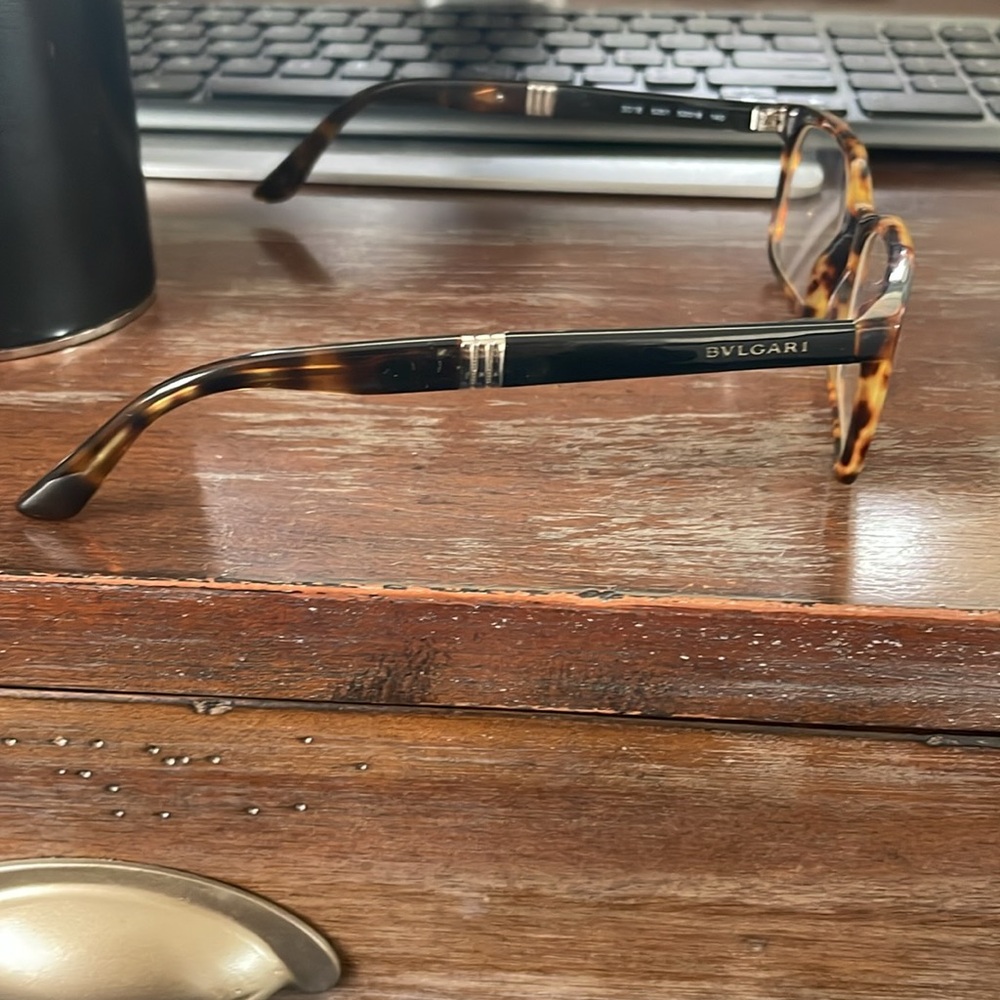 Bulgari 3018 5251 Havana clear brown tortoise eyeglasses with round black case - Picture 14 of 16